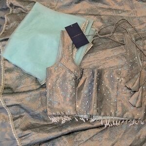 NWT Lashkaraa Embroidered Brocade Lehenga with custom blouse